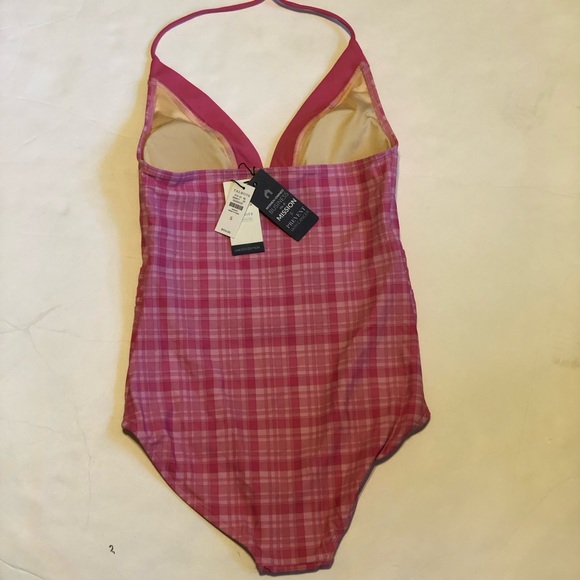 NWT Cabana Life x Talbots One Piece Halter Pink Sunrise Plaid Tassel Swimsuit S - Picture 7 of 11